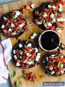 Roasted Portobello Caps with Melted Caprese 9 Grilled Portobello Mushrooms with Caprese Salad - juicy, tender, and full of FLAVOR! Not to mention easiest side ever | littlebroken.com @littlebroken