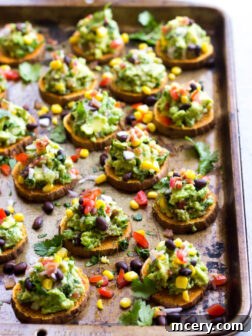 Sweet Potato Bites with Spicy Guacamole - colorful, nutritious, and full of flavor. Perfect for game day!
