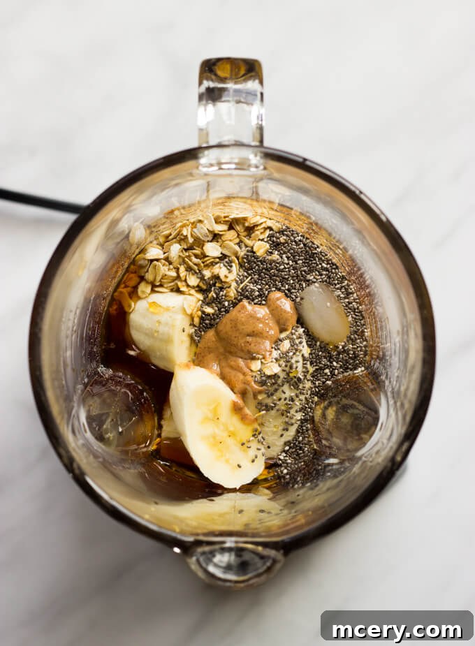 Blend Your Best Coffee Smoothie 4 ingredients for smoothie in a blender