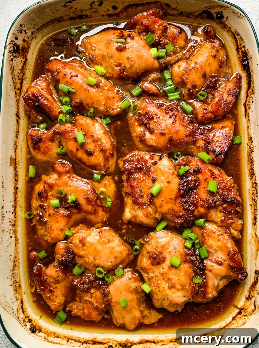 Sticky Garlic Brown Sugar Chicken 3 Close-up of baked Garlic Brown Sugar Chicken, showing the rich, sticky sauce and tender meat.
