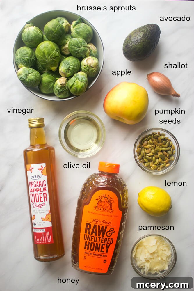 Harvest Apple Brussels Sprout Salad 3 ingredients for brussel sprout and apple salad