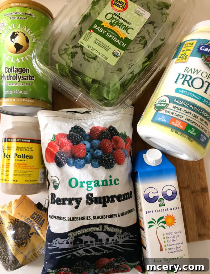 A vibrant green protein smoothie, a quick and nutritious breakfast solution for busy mornings.