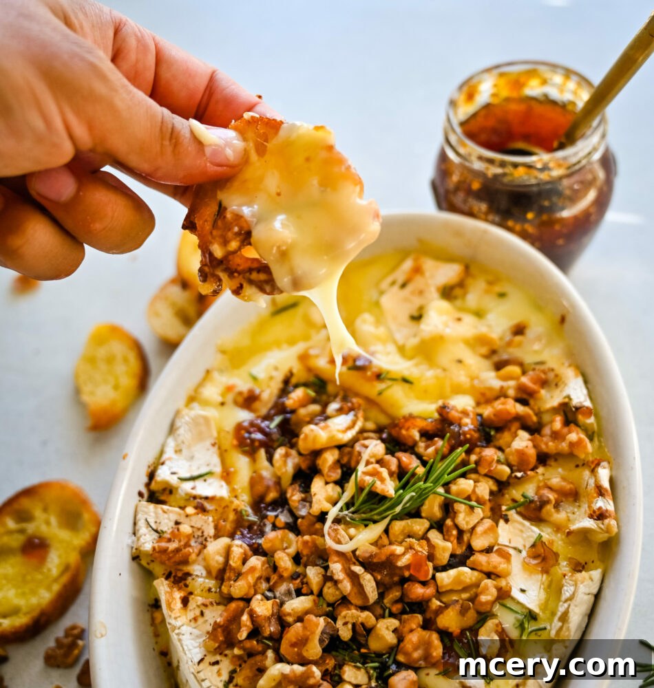 Decadent Honey-Glazed Brie with Fig Jam 2 baked brie