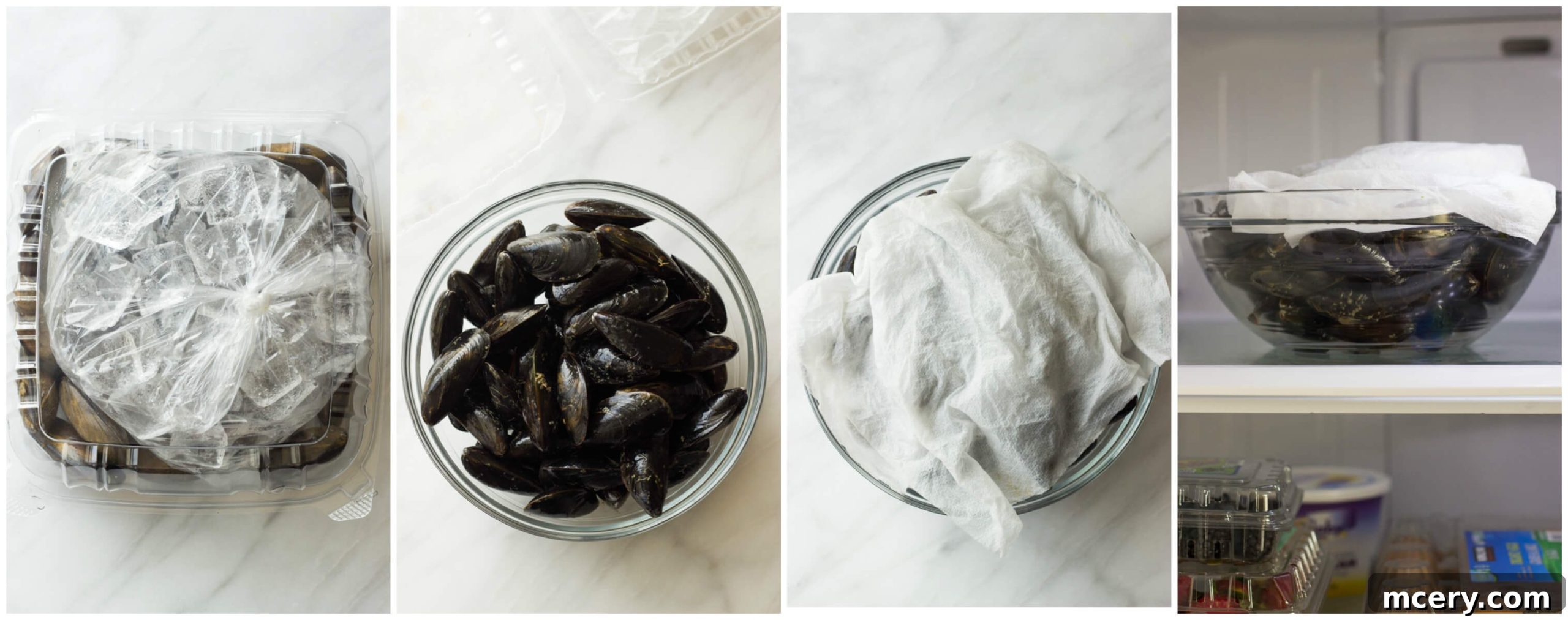 Zesty Garlic-Parsley Steamed Mussels 5 Raw, fresh mussels ready for cleaning
