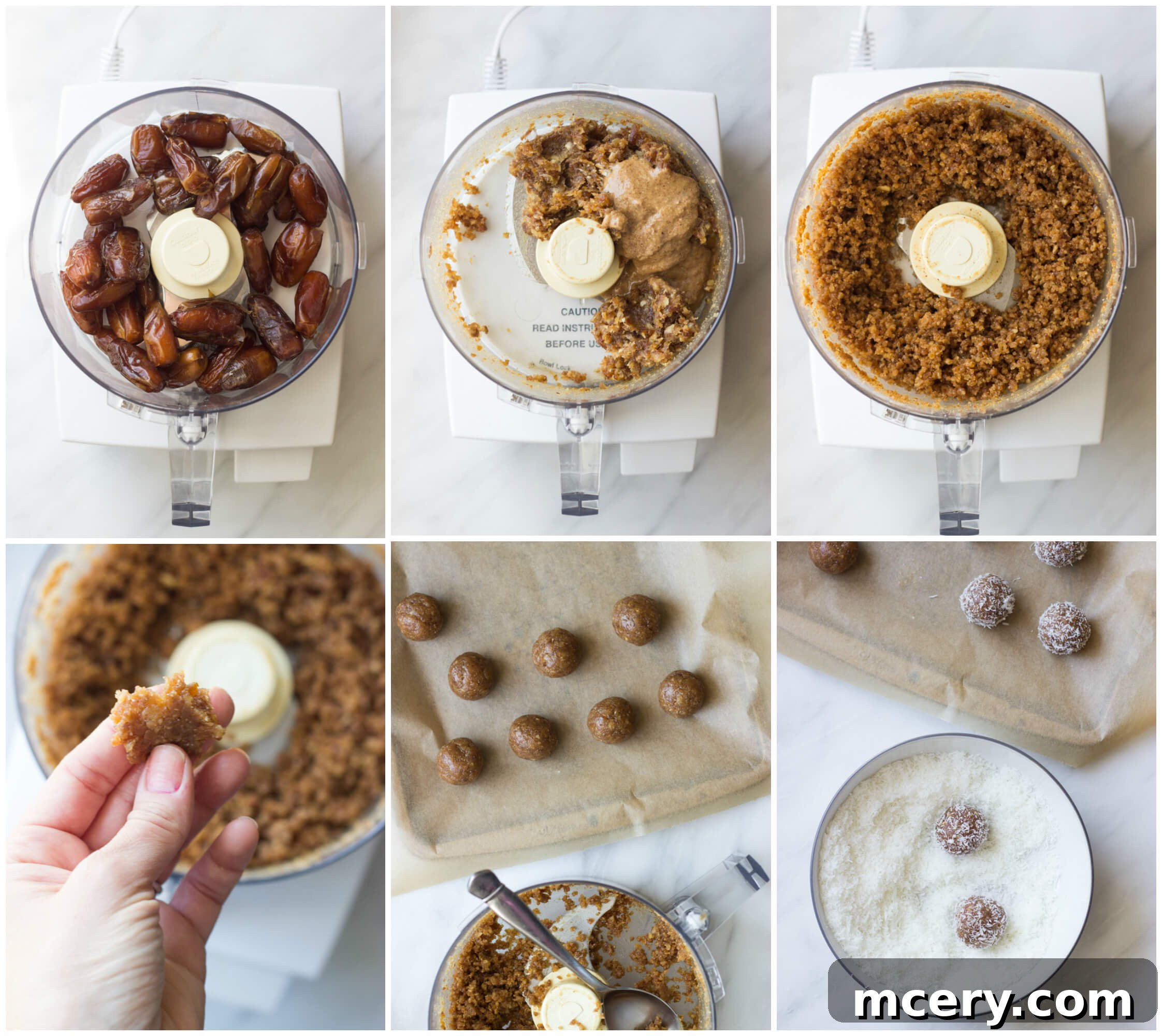 Date Coconut Truffles 5 step-by-step instructions on how to make 3 ingredient coconut balls