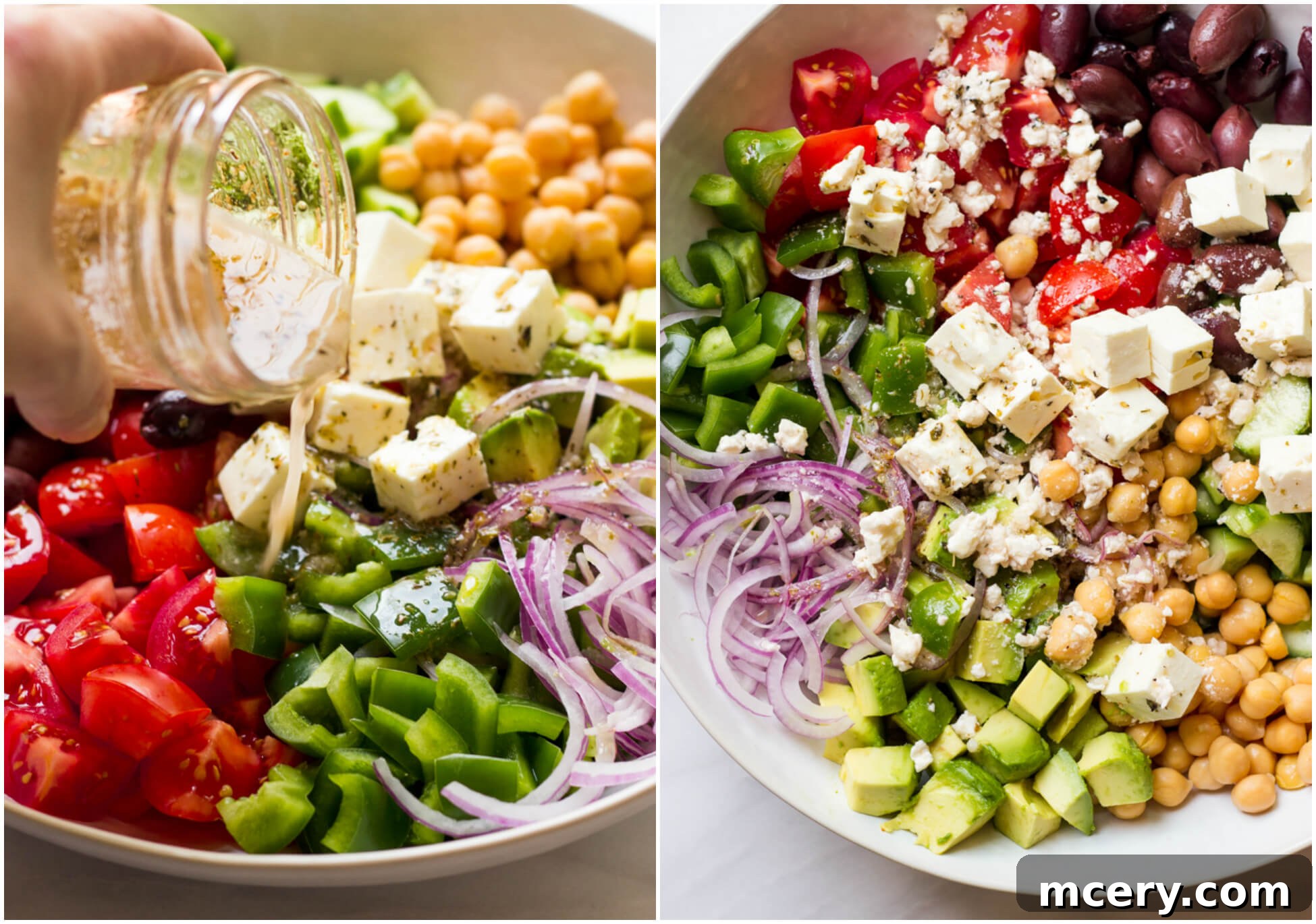Mediterranean Chopped Salad 5 Serving a generously dressed Chopped Greek Salad with a mix of fresh ingredients