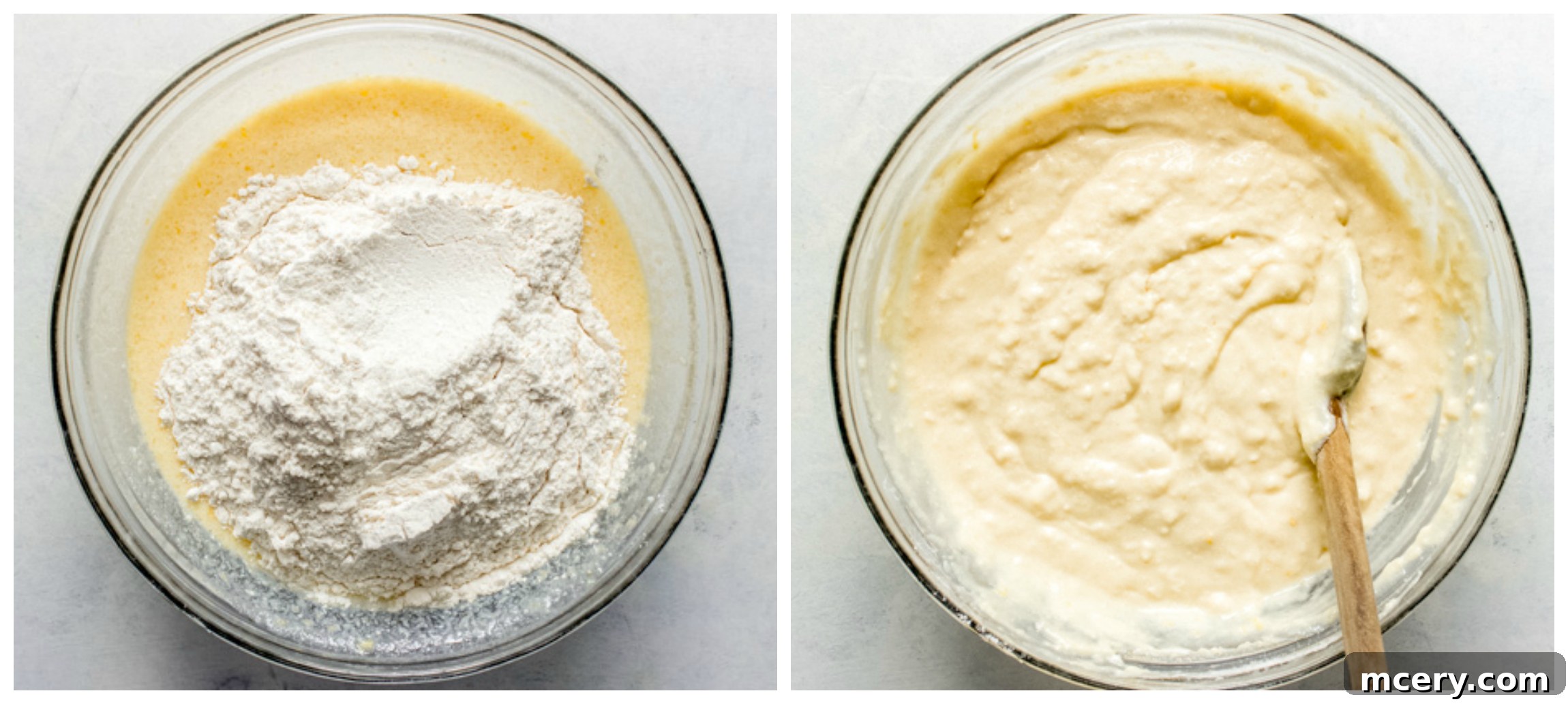 Pancake batter with lumps, ready to rest