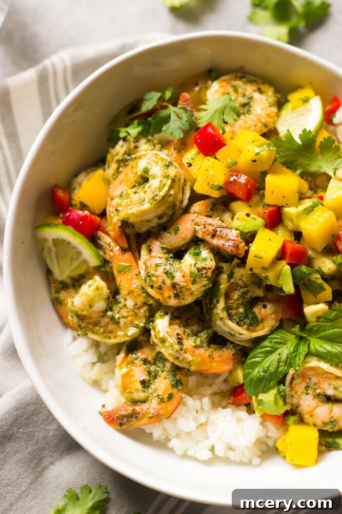 Island Mango Shrimp 6 shrimp with mango salsa and rice