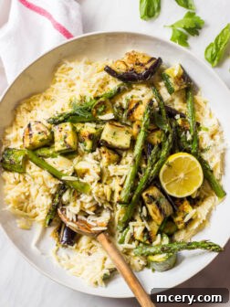 Creamy Orzo with Grilled Vegetables