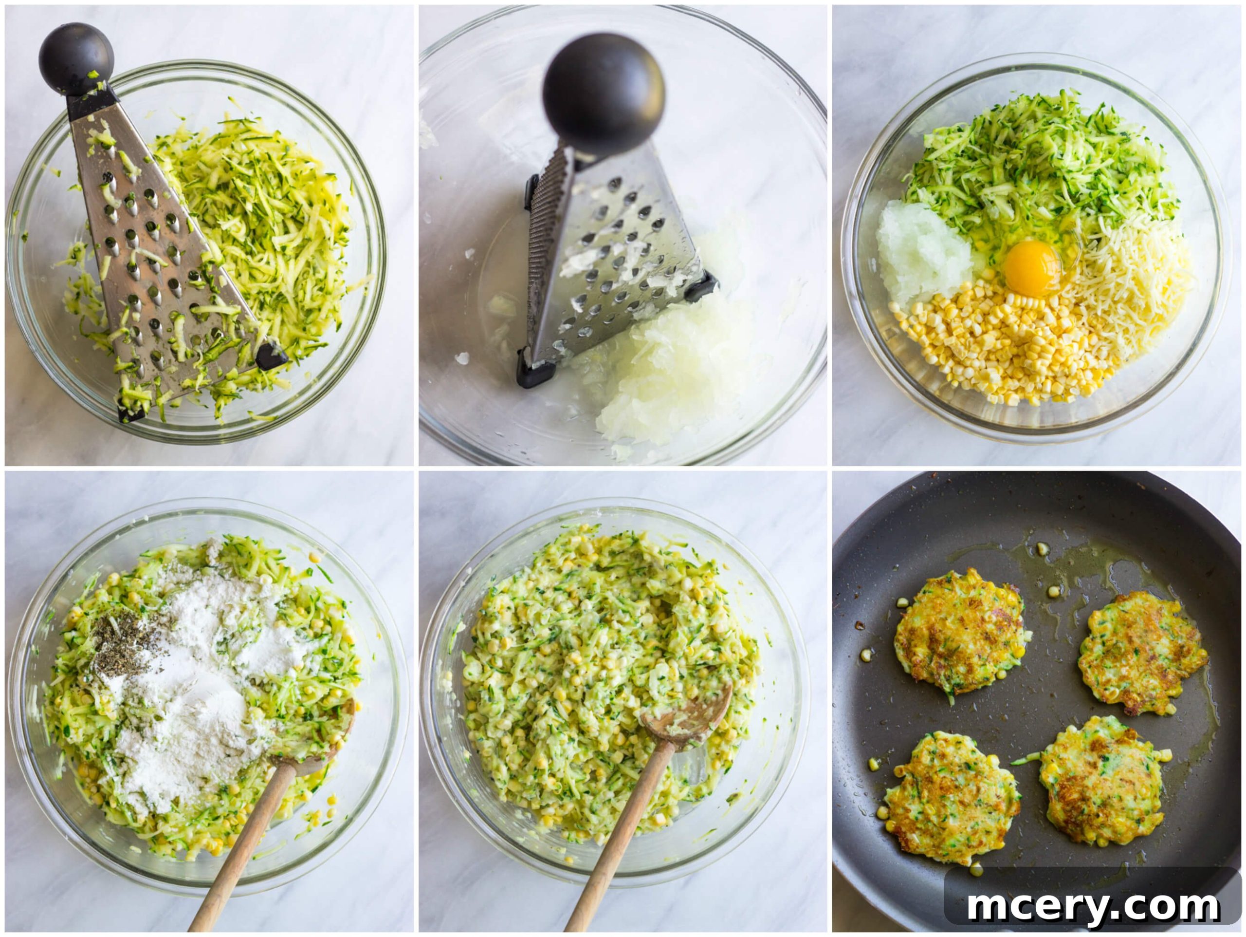 Golden Zucchini Corn Cakes 4 Step by step instructions on how to make fresh corn fritters