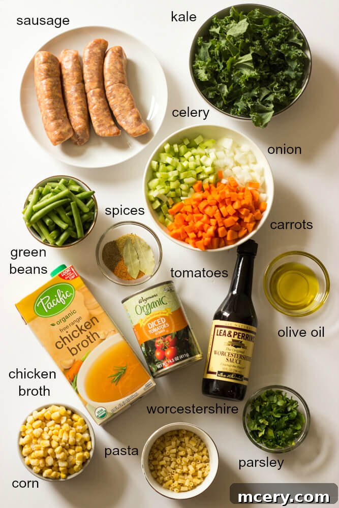 Hearty Italian Sausage and Kale Soup 3 ingredients for sausage and kale soup recipe