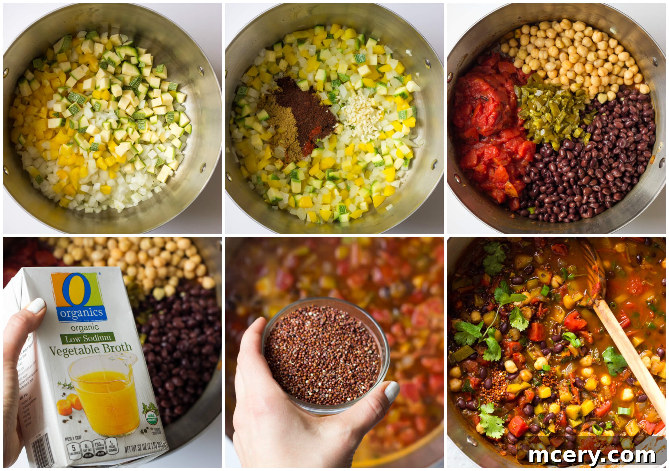 Hearty Black Bean Quinoa Chili 4 step by step on how to make vegetable chili with quinoa