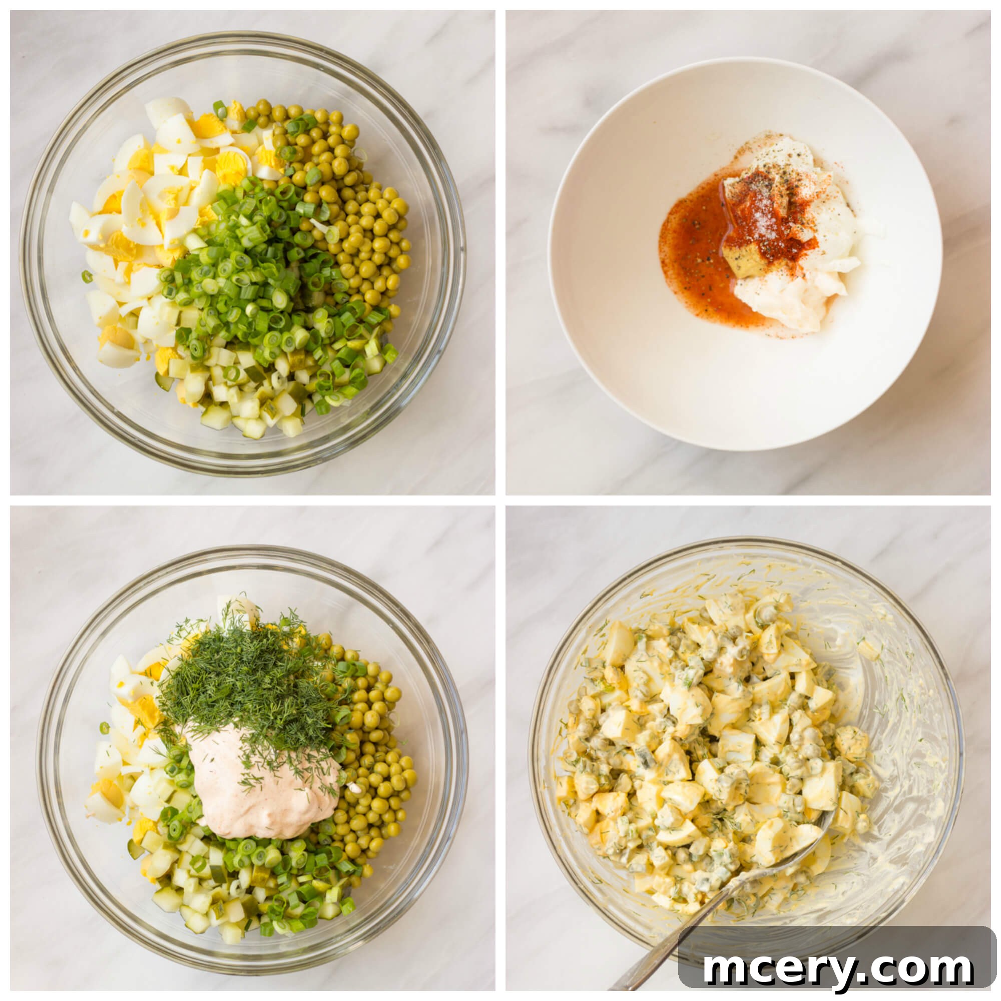 Creamy Greek Egg Salad 4 Step-by-step process of making Greek yogurt egg salad dressing