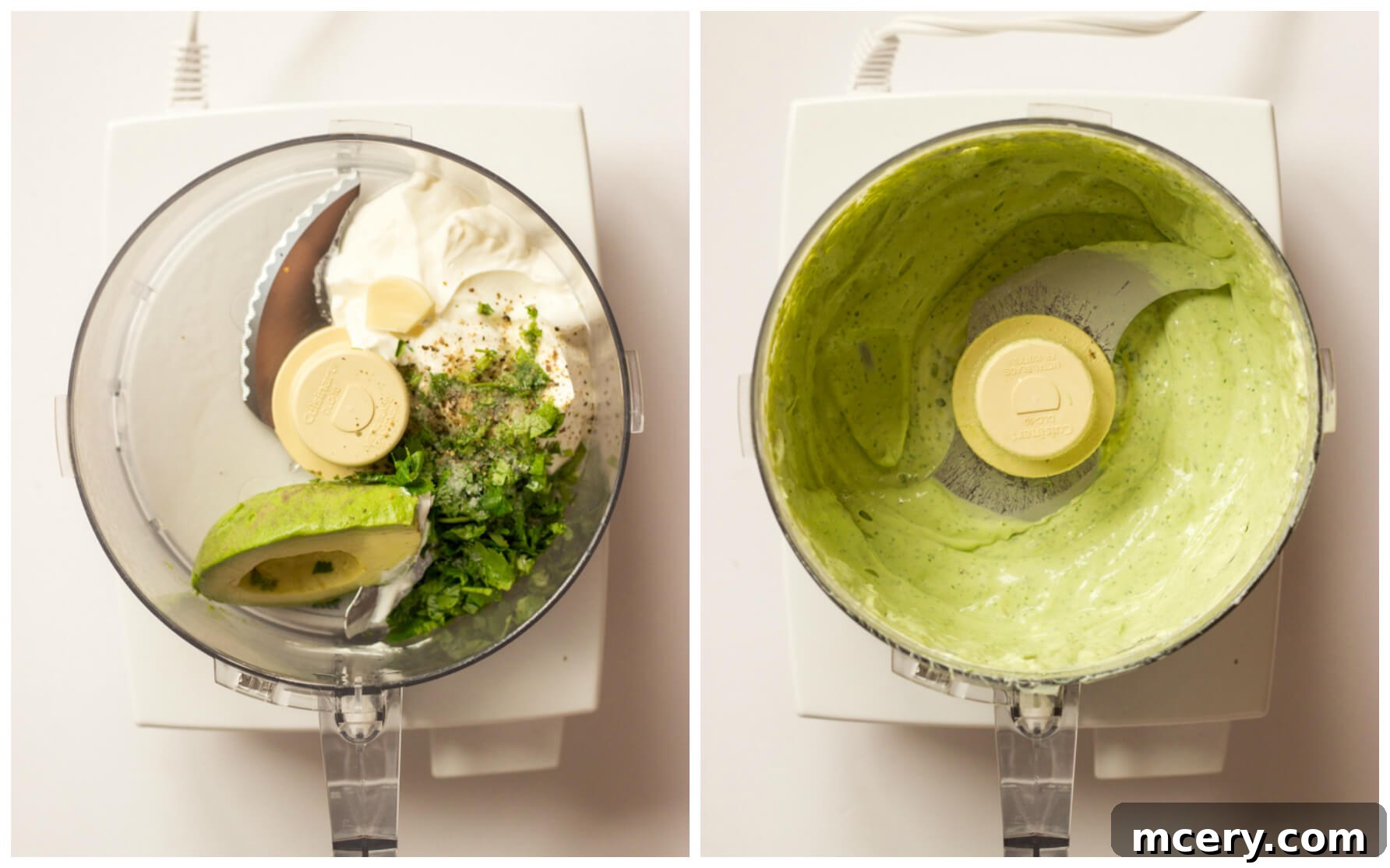 Golden Baked Fries with Zesty Avocado Dip 5 Ingredients for the avocado dip laid out: avocado, lime, cilantro, garlic, sour cream