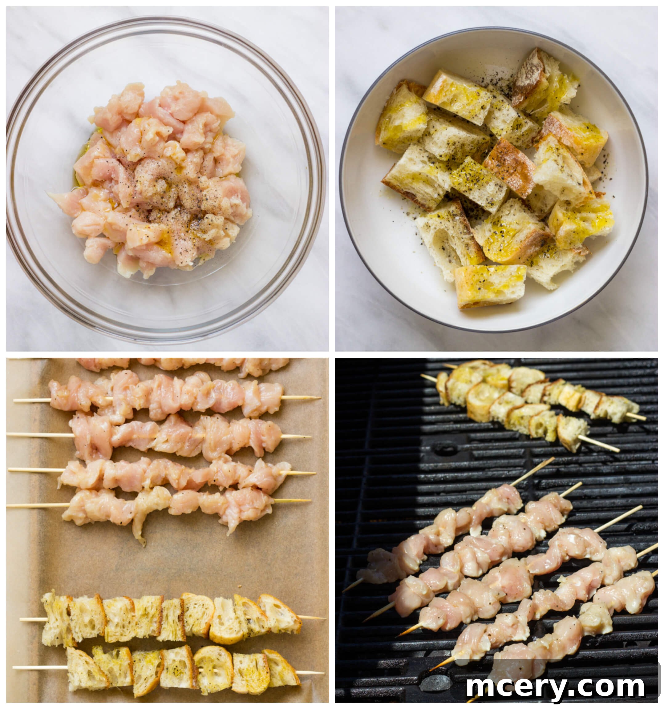Zesty Grilled Turkey Southwestern Salad 4 Skewers of seasoned turkey breast strips ready for grilling