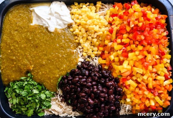 chicken taco casserole ready to bake