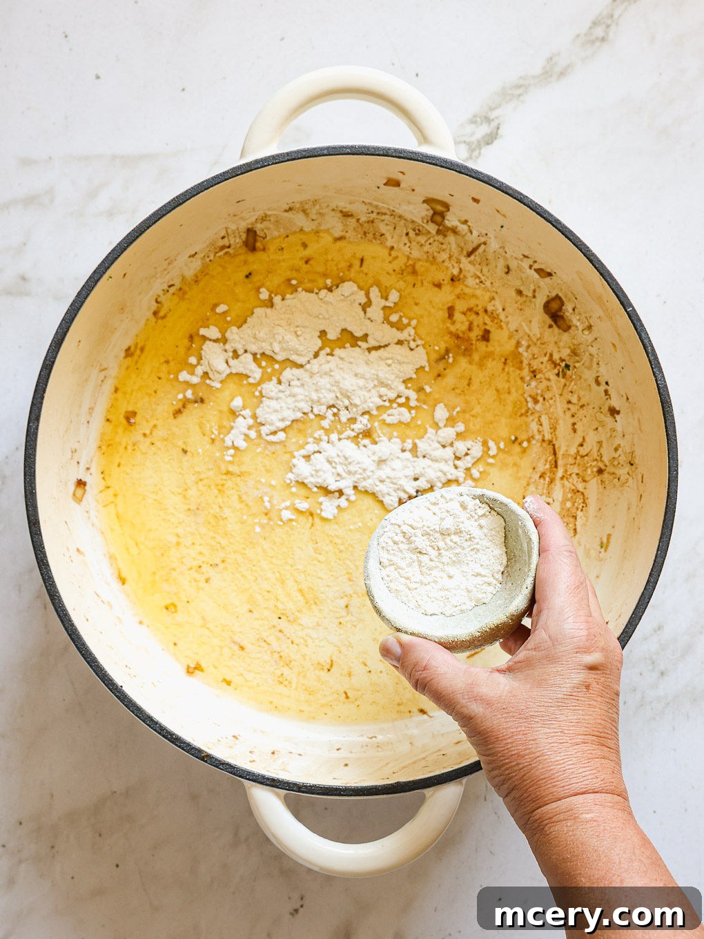 flour whisked into butter.